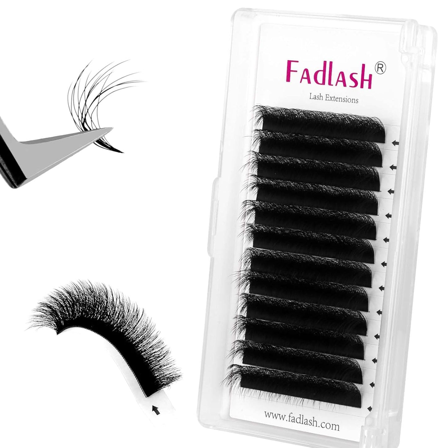 Easy Fan Lash Extensions - D Curl 0.07 Volume Mixed Trays | Soft Individual Lashes 8-14mm