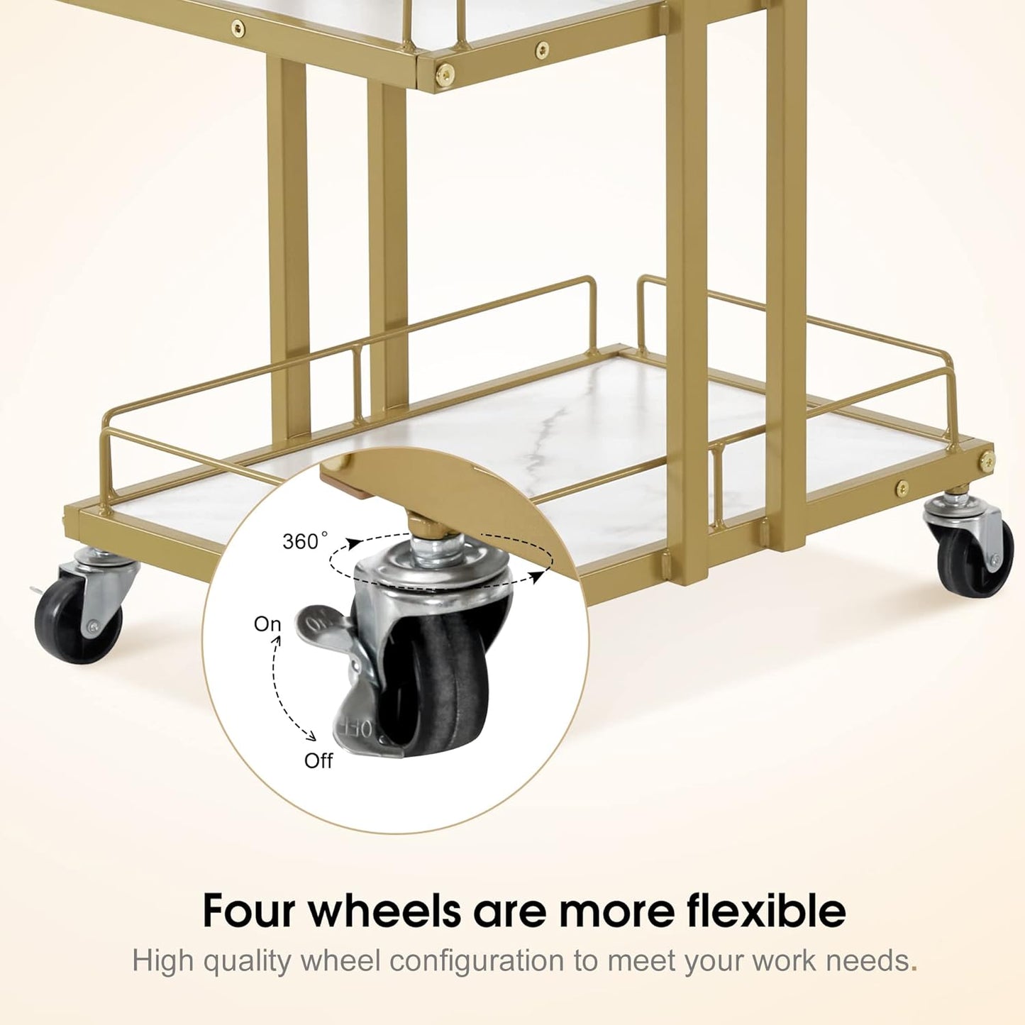 Salon Cart - Multi-Functional Rolling Trolley with 3 Drawers | Engineered Wood Shelves in White