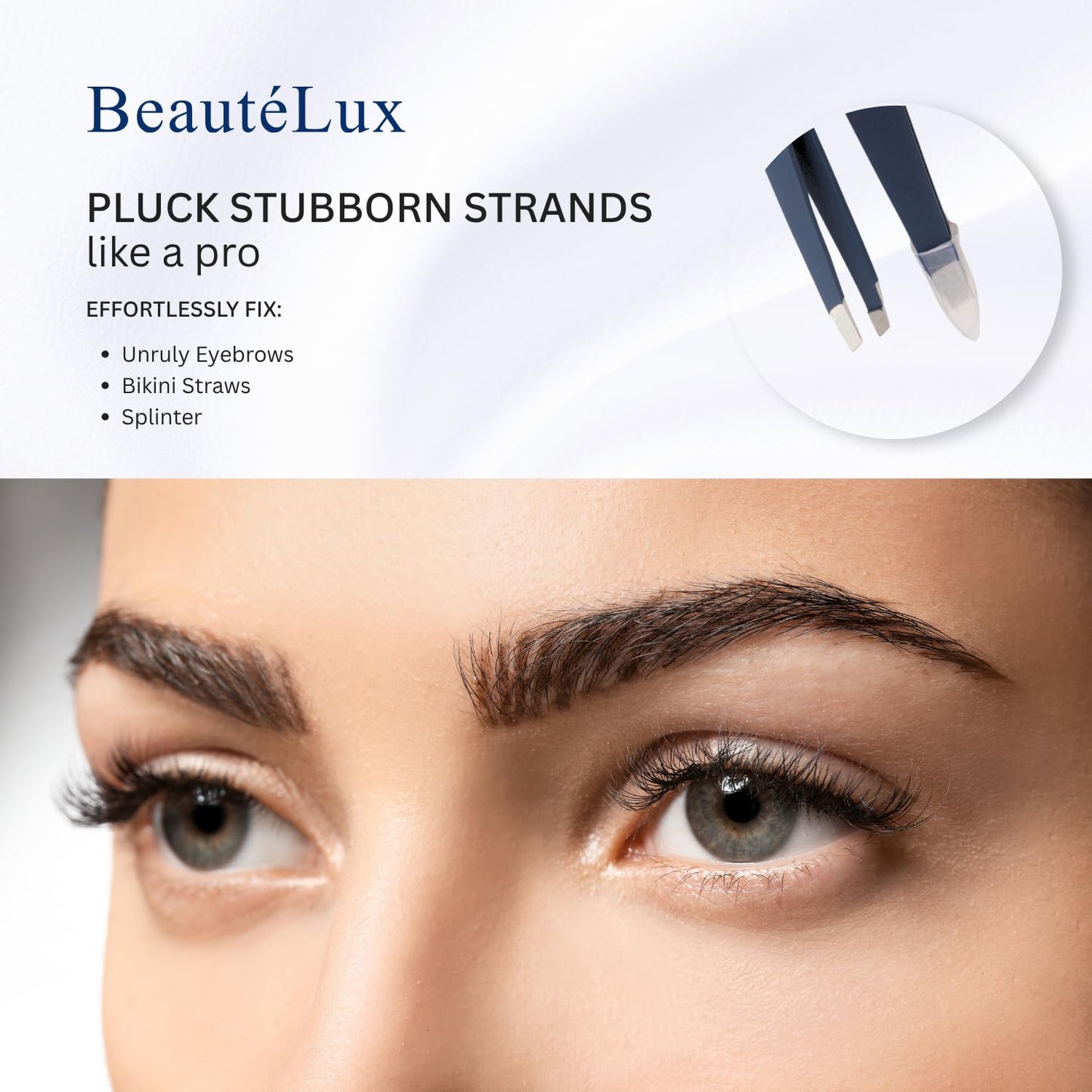 Slant Tip Eyebrow Tweezer for women & men – Stainless Steel Tweezers, Stocking Stuffer for women & men Facial Hair Removal tweezers for Chin hair, Ingrown Hair tweezer, Blue Travel tweezers with case