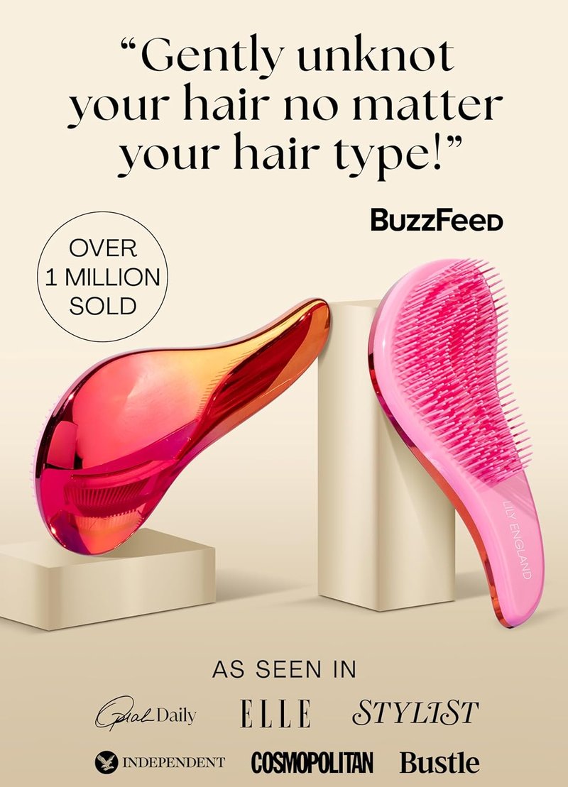 Detangler Hair Brush for Curly, Thick & Straight Hair - Gentle Flexible Bristles for Women, Kids & Toddlers | Ombre Design