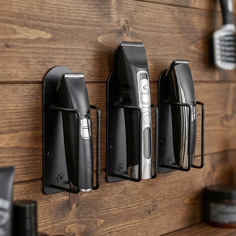 Didiseaon Stainless Steel Barber Hair Clipper Holder Wall Mounted Tool Organizer for Salon Accessories Lightweight Sturdy Electric Shaver Stand for Home Barber Shop Use Aesthetic Hair Tool Rack