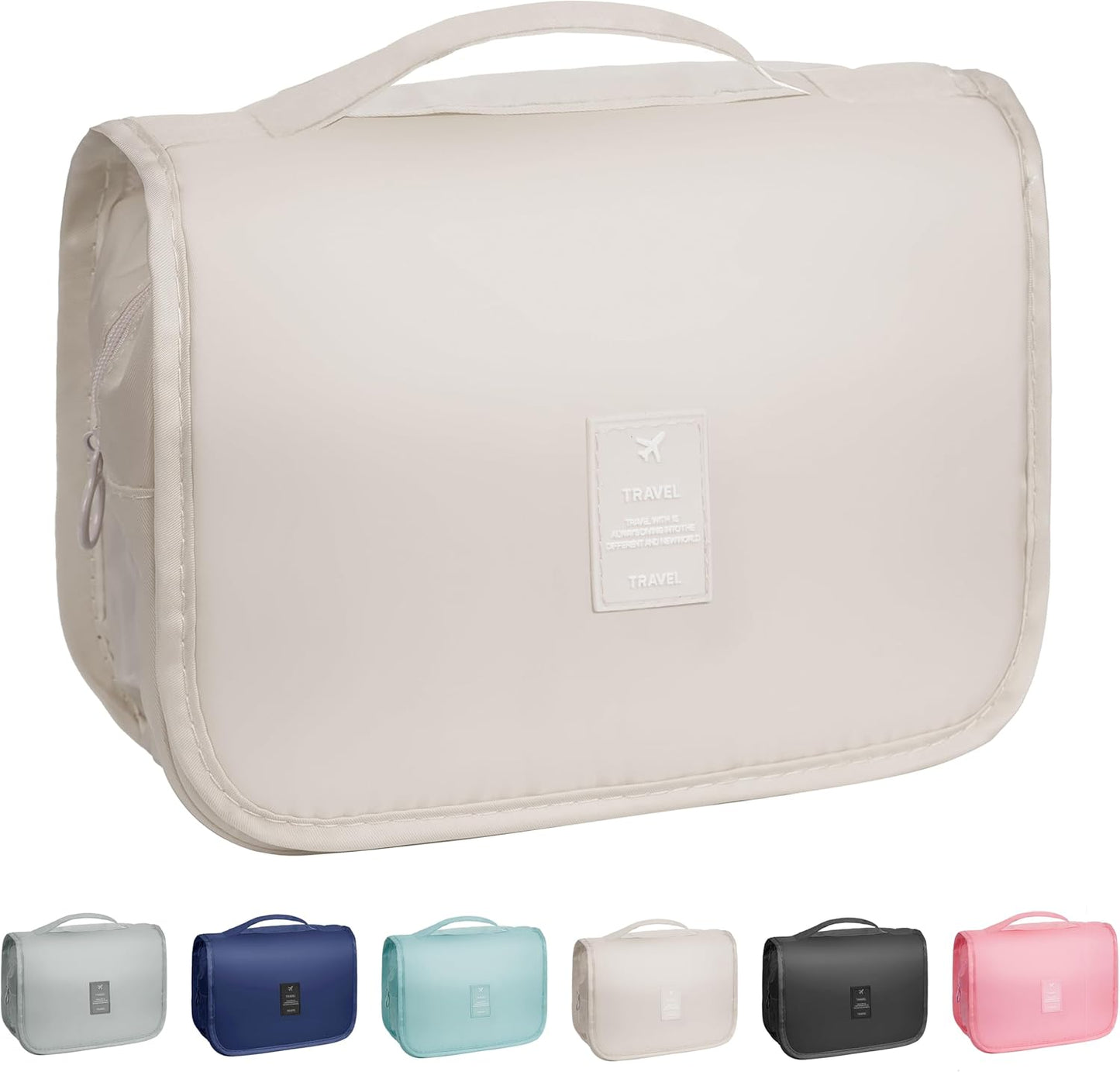 Toiletry Bag - Waterproof Hanging Travel Organizer for Men & Women | Small Cosmetic Makeup Bag (Grey)