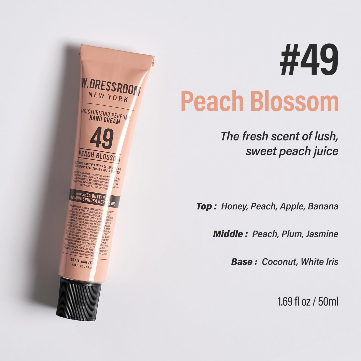 W.Dressroom No.49 Peach Blossom Hand Cream (1.69 fl oz 50 ml)