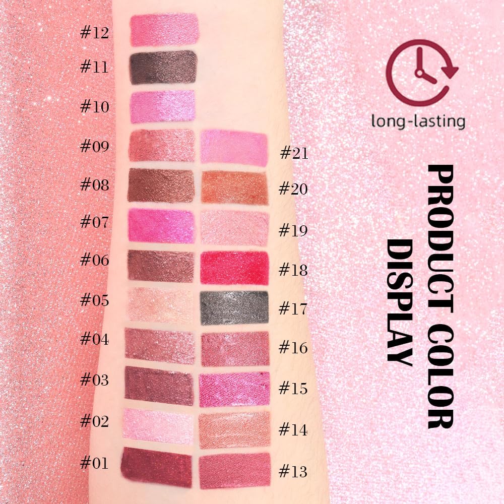 evpct 2Pcs Rose Gold Mauve Metallic Glitter Lip Liner and Lipstick Combo, Shimmery Lip Gloss Stain Set Makeup for Women Long Lasting Waterproof 24, Metallic Shimmer Iridescent Glossy Liquid Lipstick