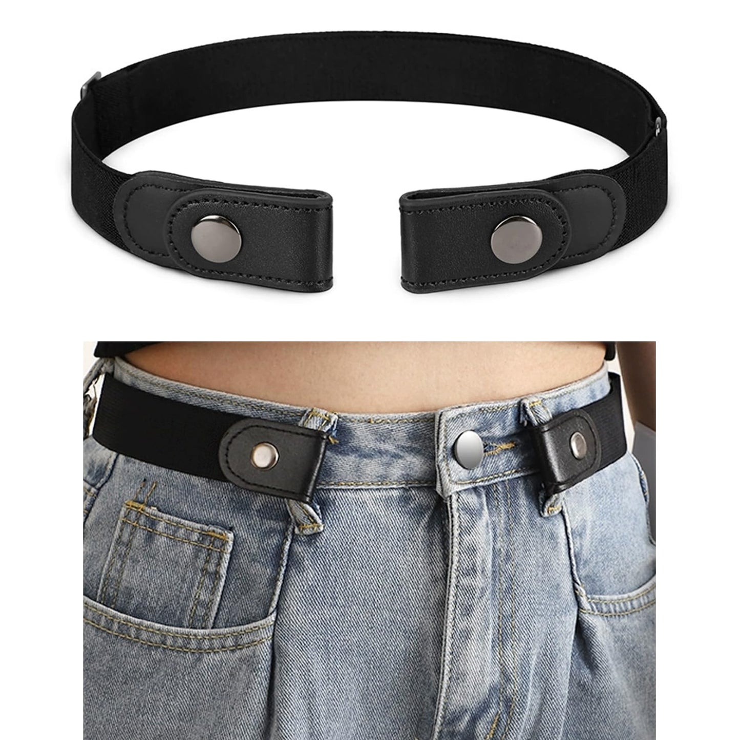 No-Buckle Stretch Invisible Belt for Men and Women – Elastic Belt for Jeans and Pants