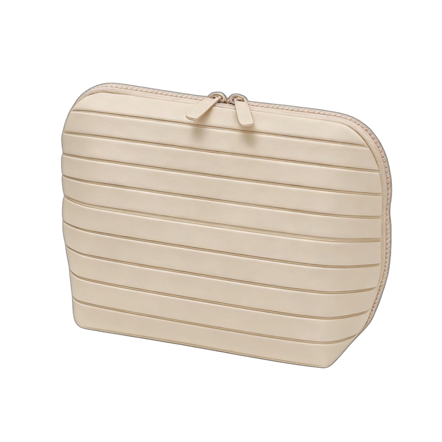 Erfgaiu Parallel Traveler Makeup Bag Fold Down Cosmetic Bag with Brush Holder Toiletry Bags Women Portable Stripe Organizer Case Apricot S