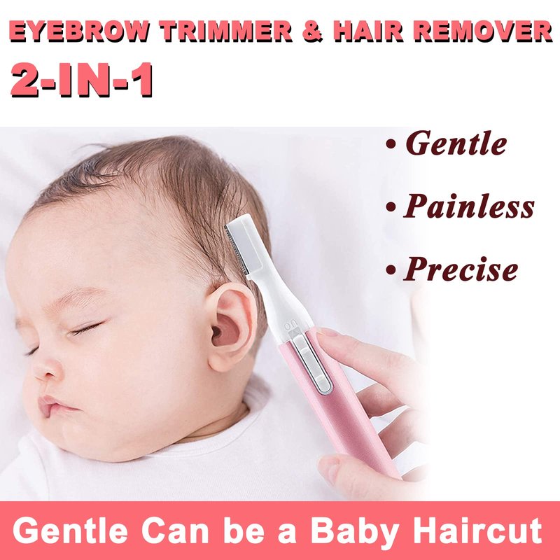 LAIKME Electric Eyebrow Trimmer for Women, Facial Hair Razor Removal for Men, Mini Epilator for Bikini, Remover for Face, Chin, Peach Puzz, Lips, Body, Arms, Legs, Battery Operated (Pink, Black)
