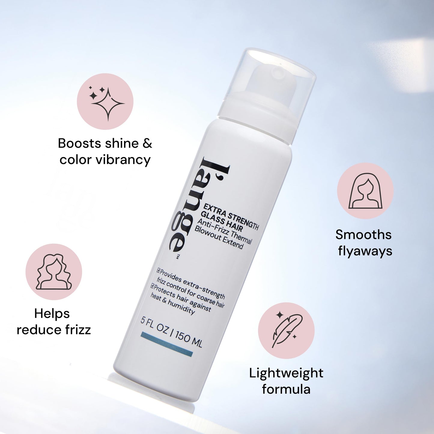 L'ANGE HAIR Extra Strength Glass Hair Anti-Frizz Thermal Blowout Extend | High-Performance Heat Protectant Spray for Ultimate Frizz Control & Shine | Blow Dry Extender Styling Mist | 5 fl oz