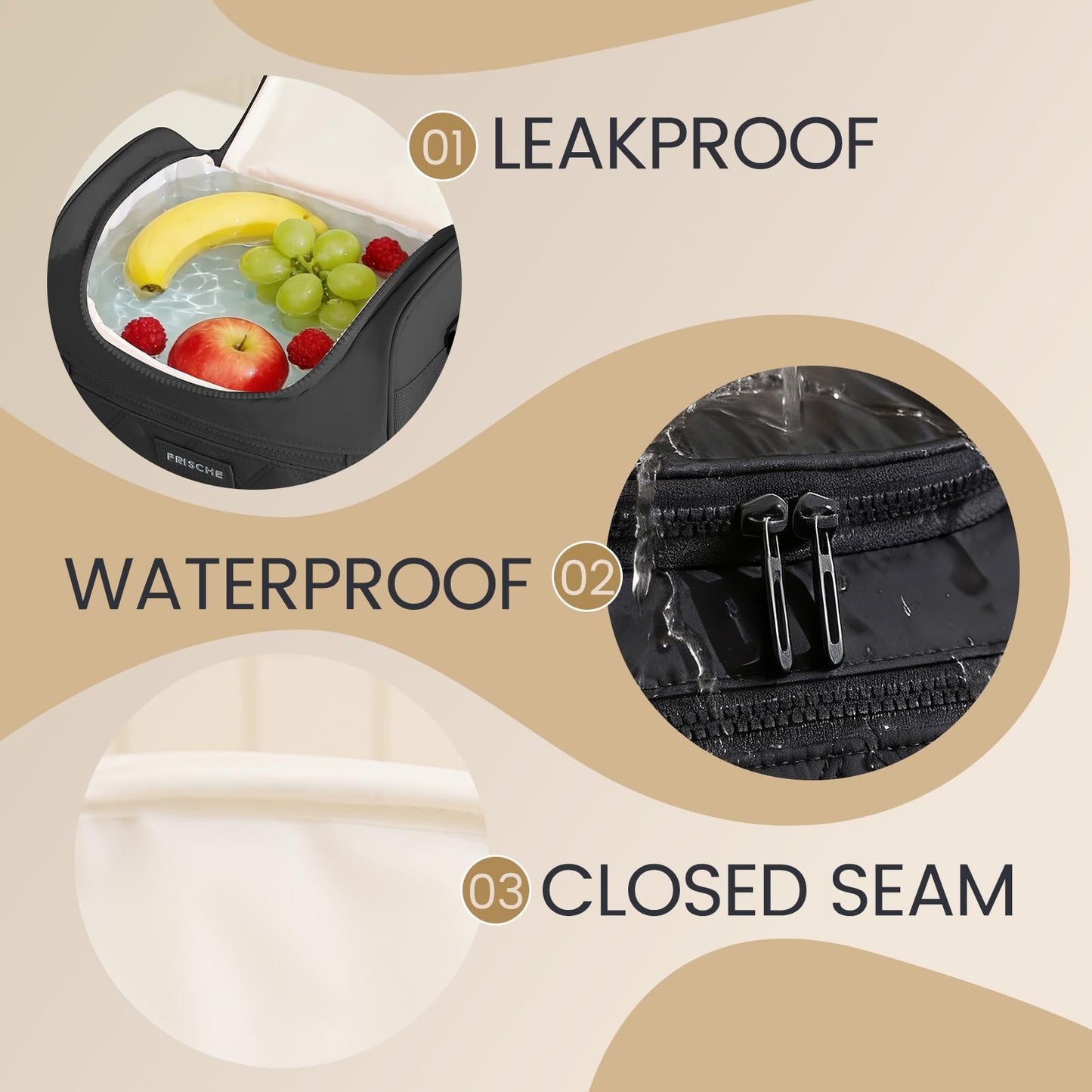 SODEER Lunch Bag for Women and Men Leakproof,Insulation Lunch Box,Soft Lunch Cooler with Adjustable Strap for Work Travel,Black