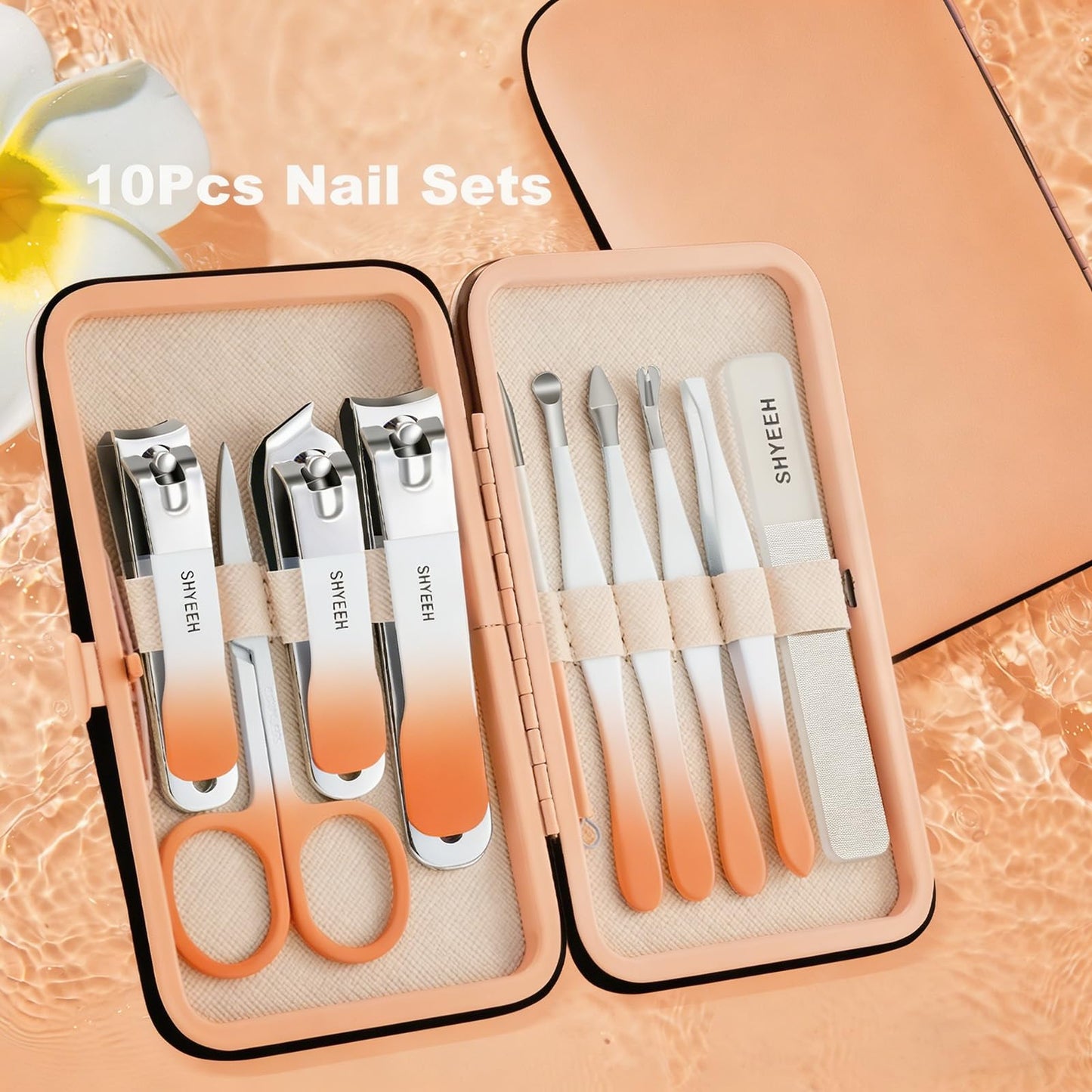 Manicure Set, 10 pcs High-Carbon Steel Nail Clippers Set, Portable Mini Manicure and Pedicure Kit, Travel Grooming Nail Kit with Leather Bag for Men and Women