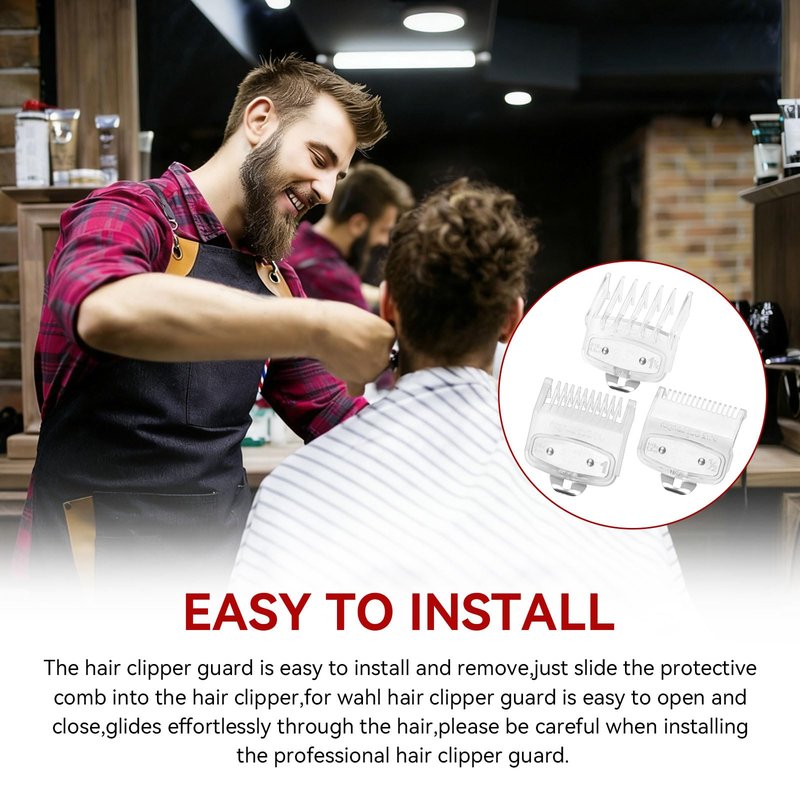 Clipper Guard Set Compatible with Wahl Guide Metal-Clipper Guides Guard Number #1/2 1/16" 1.5mm,#1 1/8" 3mm,#1 1/2 3/16" 4.5mm Metal Hair Clipper Guard for Professional Stylists & Barbers,White