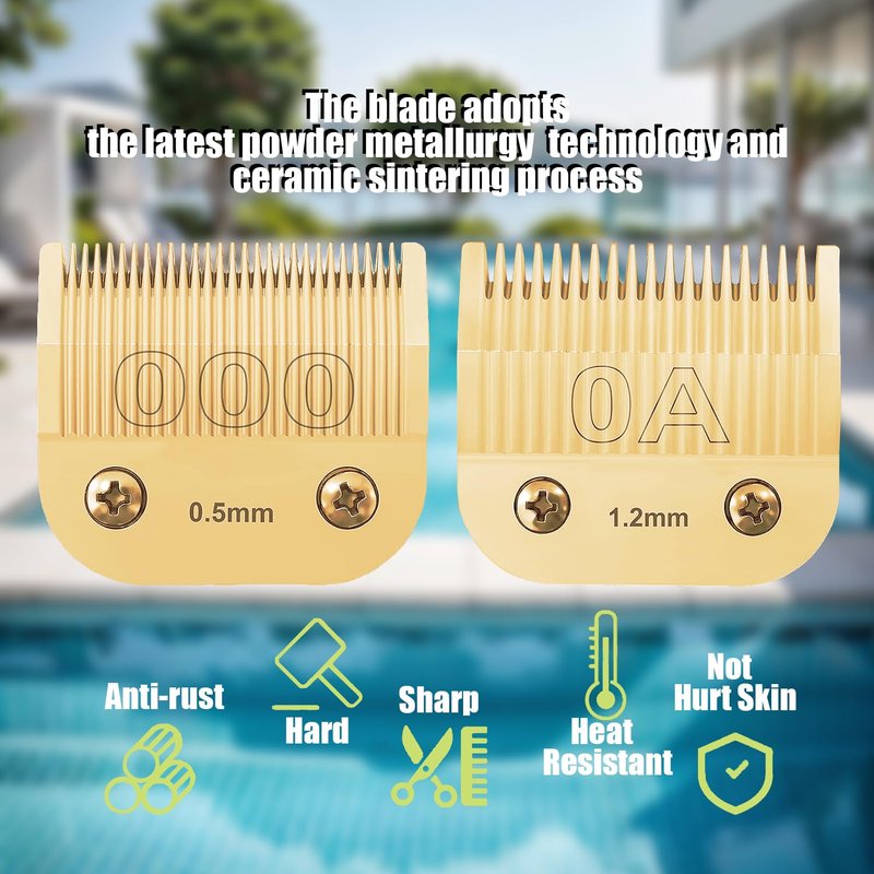 Professional Detachable Replacement Ceramic Blades Set,Cut Length,Compatible with Andis AGC,BDC,BGC,MBG Series/Oster Classic 76/Star-Teq/Power-Teq/A5 Clipper (0.5mm-9.5mm 5 PACK) Golden