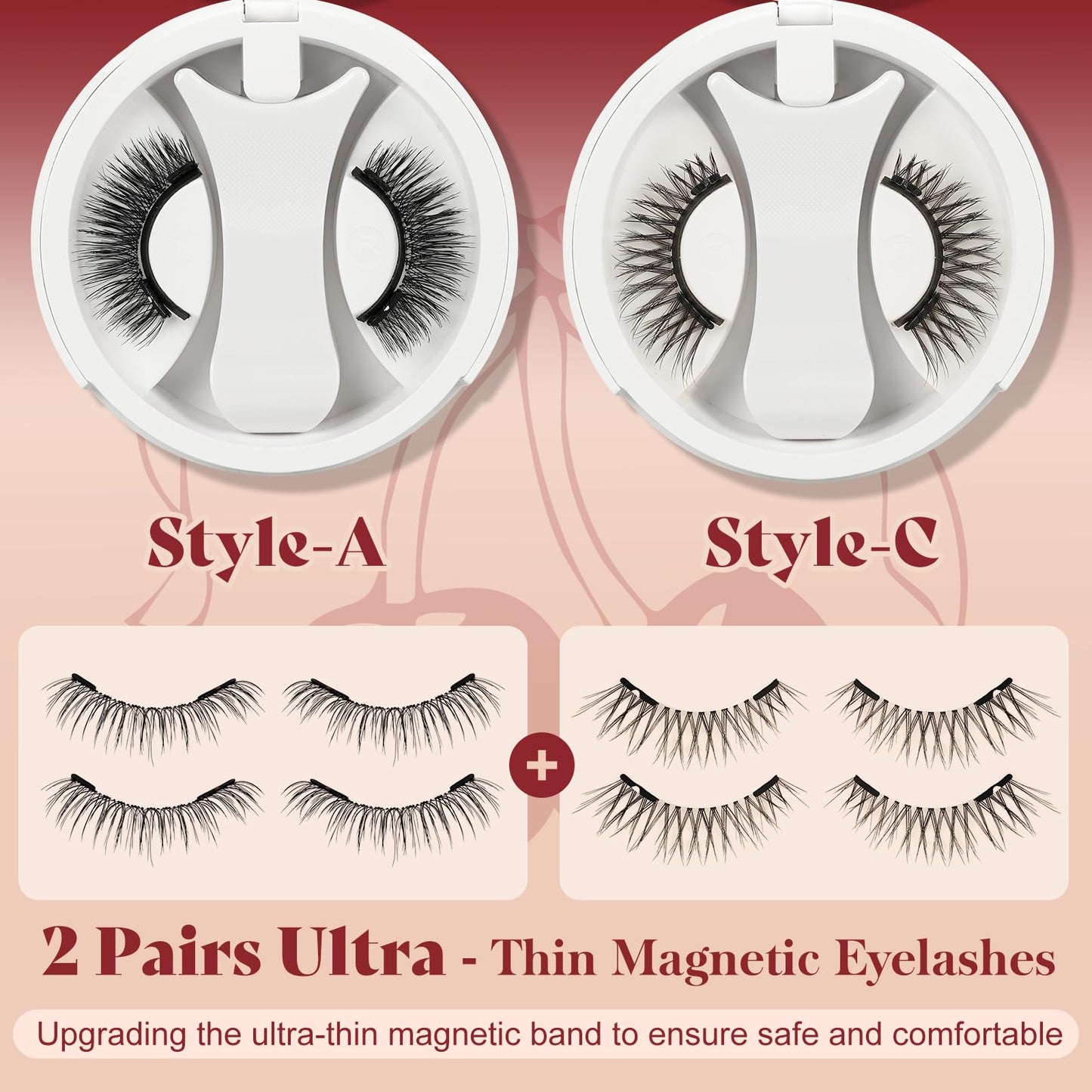 Higu clace Magnetic Eyelashes with Applicator 2 Pairs Magnetic Eyelashes No Glue Needed Reusable Magnet Lashes Natural Look Easy to Wear and Remove(NZH-A+C)