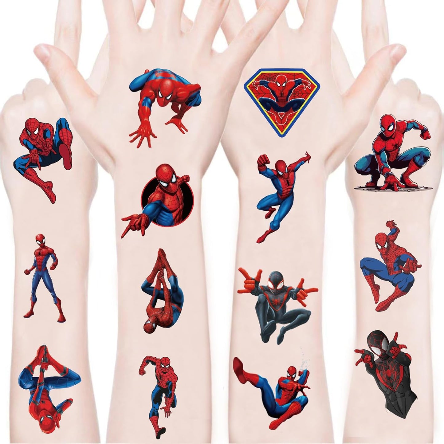 Spider-Man Temporary Tattoos - 100 Sheets Birthday Party Supplies | Fun Cartoon Stickers for Kids