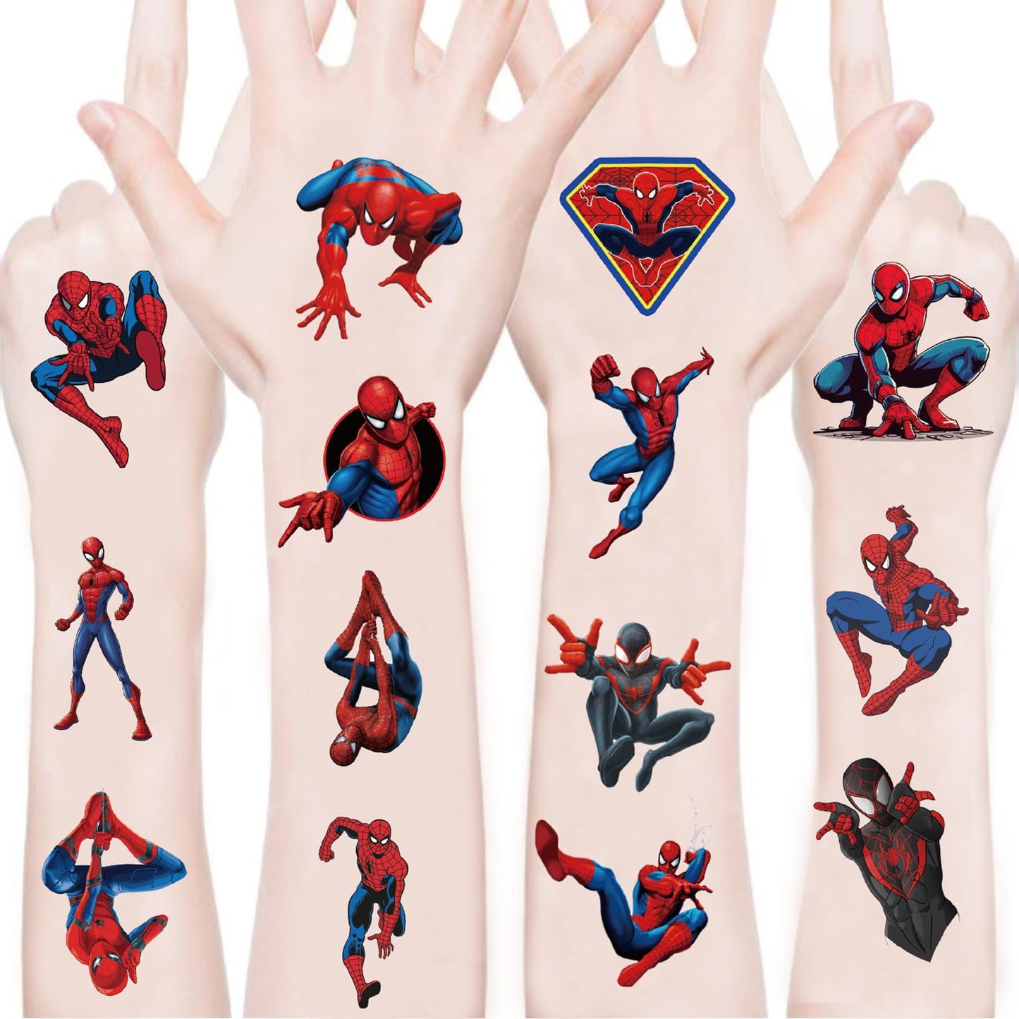 100Sheets 5 * 5 Spider-Man Temporary Tattoos Birthday Themed Party Supplies Decoration Favors Cartoon Spider-Man Sticker for Kids Boys Home Activity Class Prizes Carnival Christmas Rewards