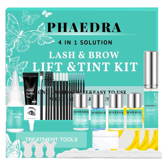 Lash Lift and Brow Lamination Kit Black Color, Professional 4 in1 Lash and Brow Perm Kit, 6-8 Weeks Long-lasting, for DIY or Professiona Use