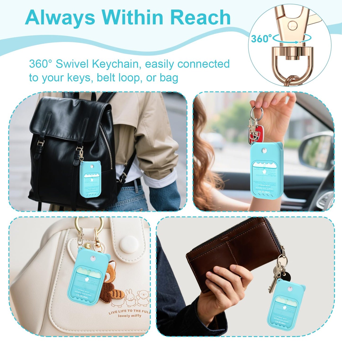 Hand Sanitizer Spray Case for Touchland Silicone Touchland Case Keychain Cute Hand Sanitizer Holder Keychain Compatible with Touch land Power Mist Gentle/Glow Mist, Blue
