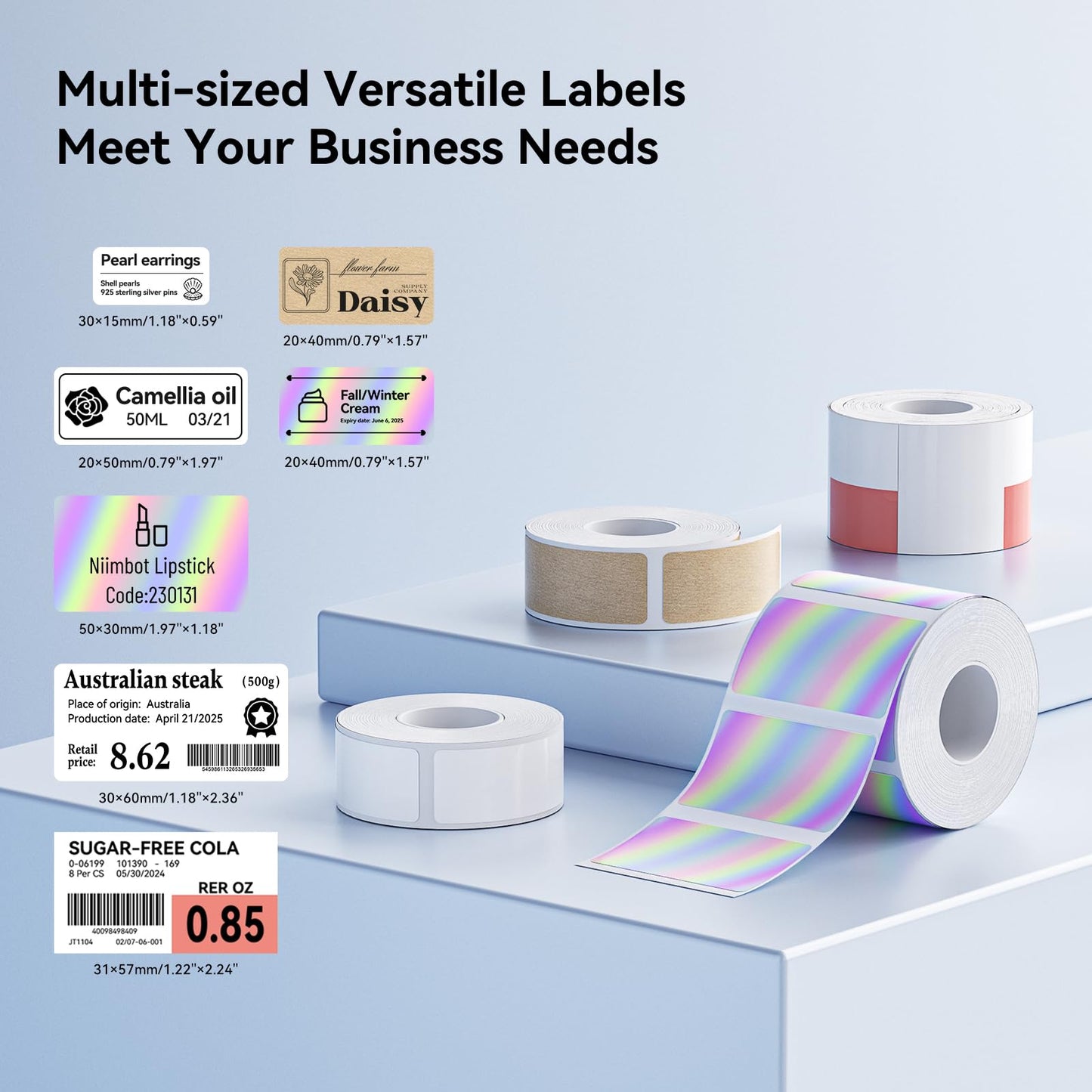 NIIMBOT M2/M3 Thermal Transfer Labels 1.97''×1.18'', 240 Tapes/Roll, for M2/M3 Label Maker, Long Storage Time, for Small Businesses, Cosmetics, Vitamins Labeling, Hologram