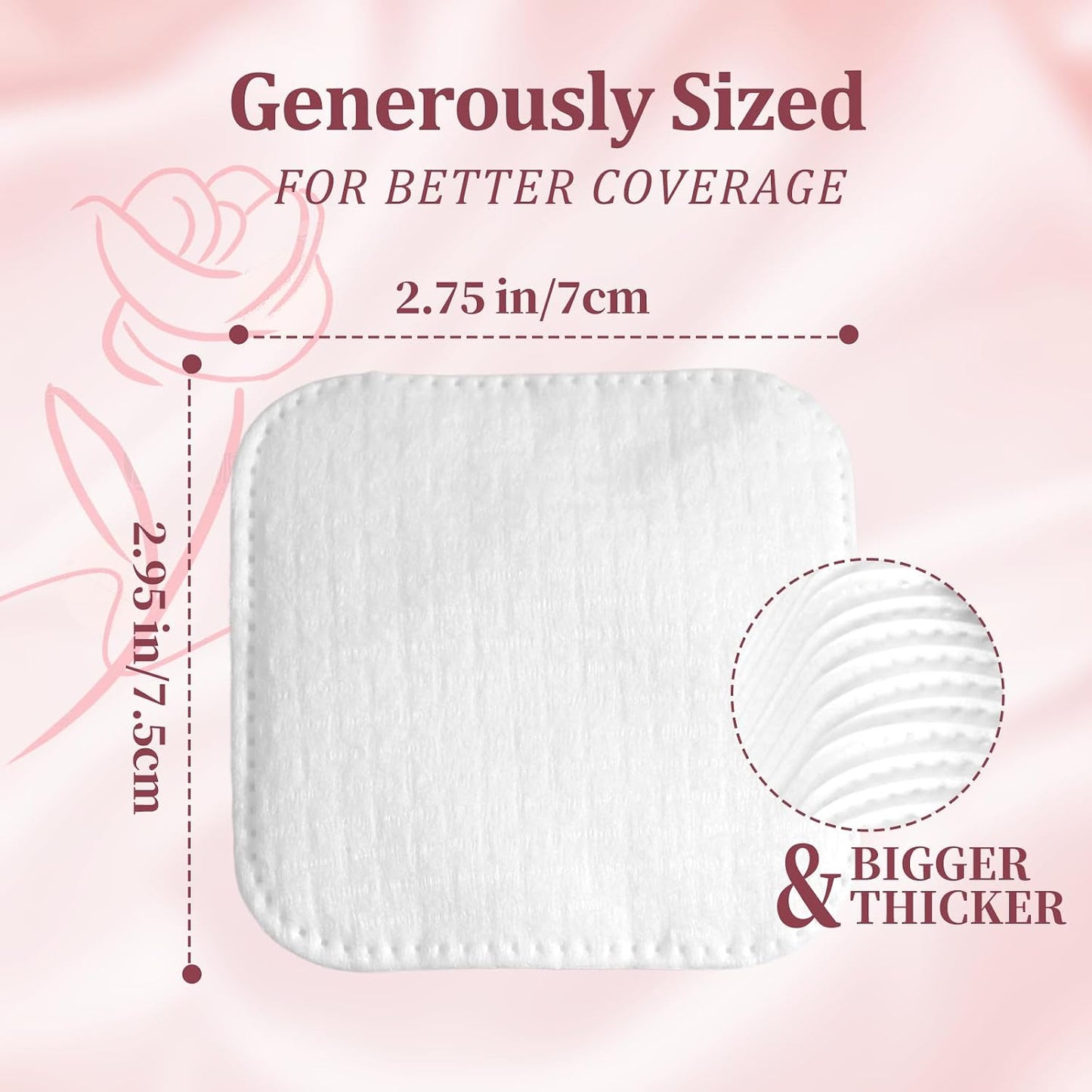 Large Cotton Pads for Face - Lint-Free, Triple-Layer Makeup Remover | 150 Count, No Tear, Upgraded Edges