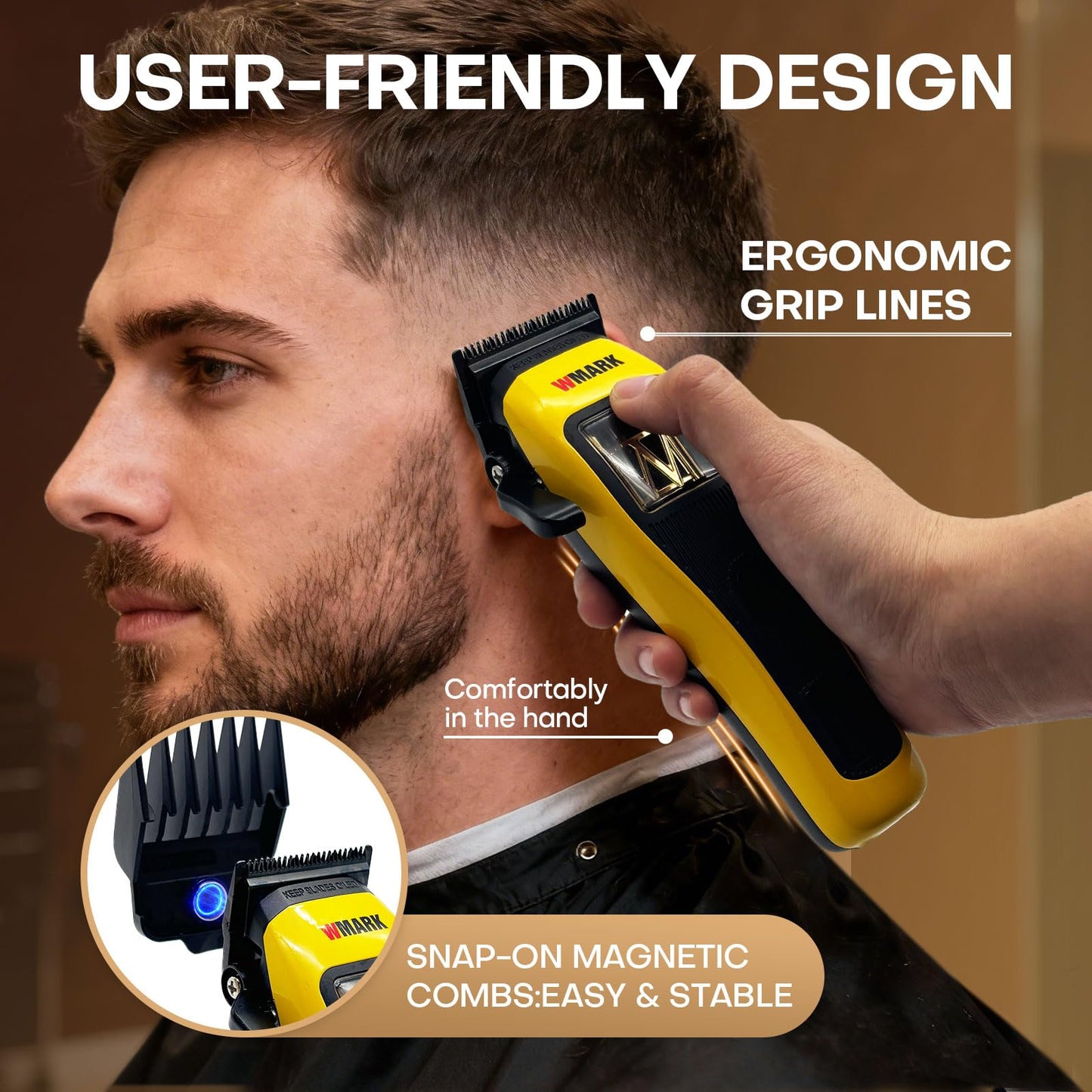 WMARK Hair Clippers for Men Professional Barber Clippers for Hair Cutting Kit Cordless Hair Clippers Maglev Vector Motor 10000RPM, LED Display, DLC Fade Blades, USB-C Rechargeable NG-X1 Plus