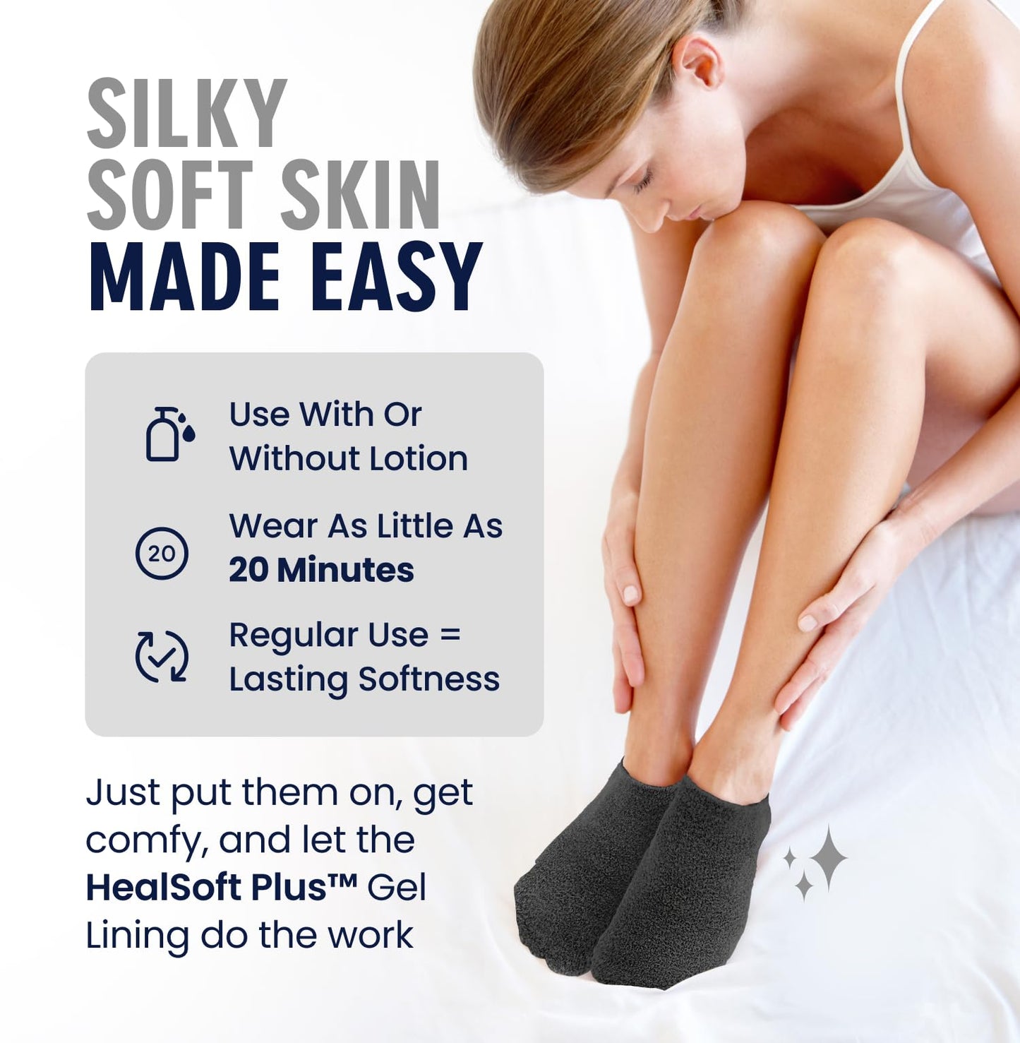 Dr. Frederick’s Original Moisturizing Gel Socks for Men & Women – Dry Feet & Cracked Heel Treatment – Full Foot Gel Lining with Mango Butter, Shea Butter, Jojoba & Coconut Oil (Obsidian Oasis)