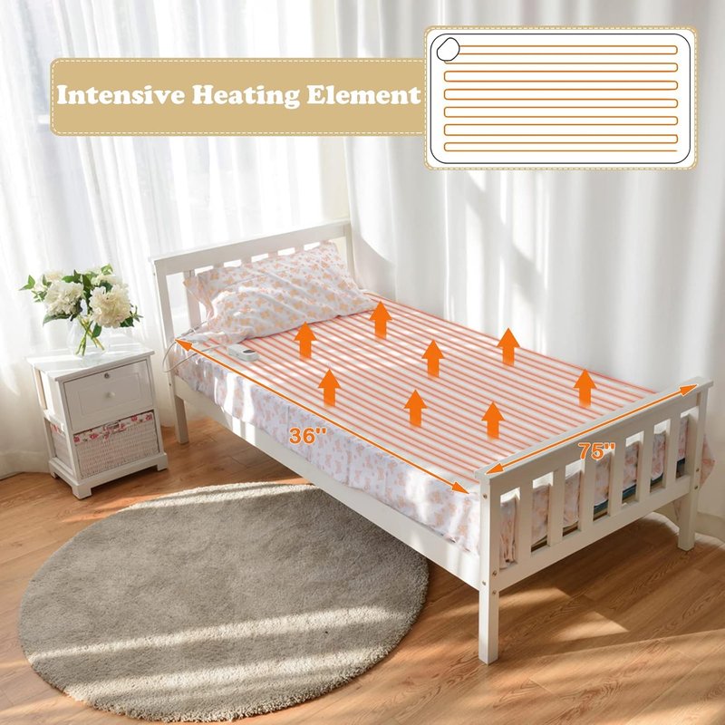 Heating Massage Table Warmer - 75x36in Heated Mattress Pad with 5 Heat Levels | UL Certified Electric Twin Bed Warmer