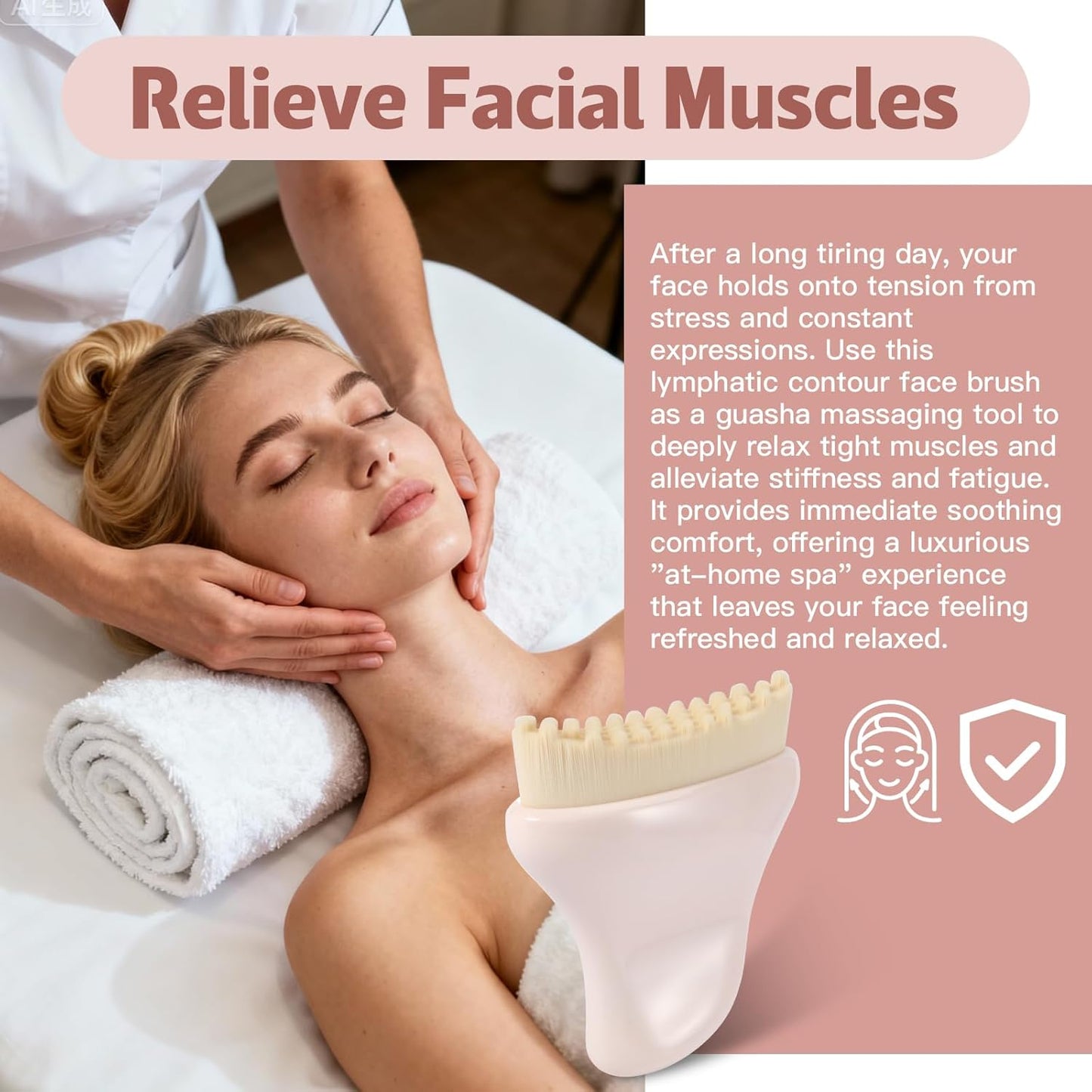 Lymphatic Contour Face Brush - Gua Sha Tool for Sculpting, De-Puffing & Radiant Skin | Facial Massage Tool