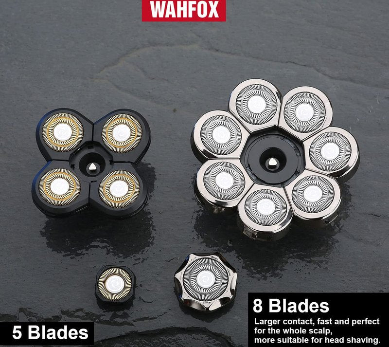 Universal 8 Blades Head Shaver Replacement Heads for Mainstream Shaver Brands, Eelectric Shaver Replacement Replacement Blades (8D Silver)