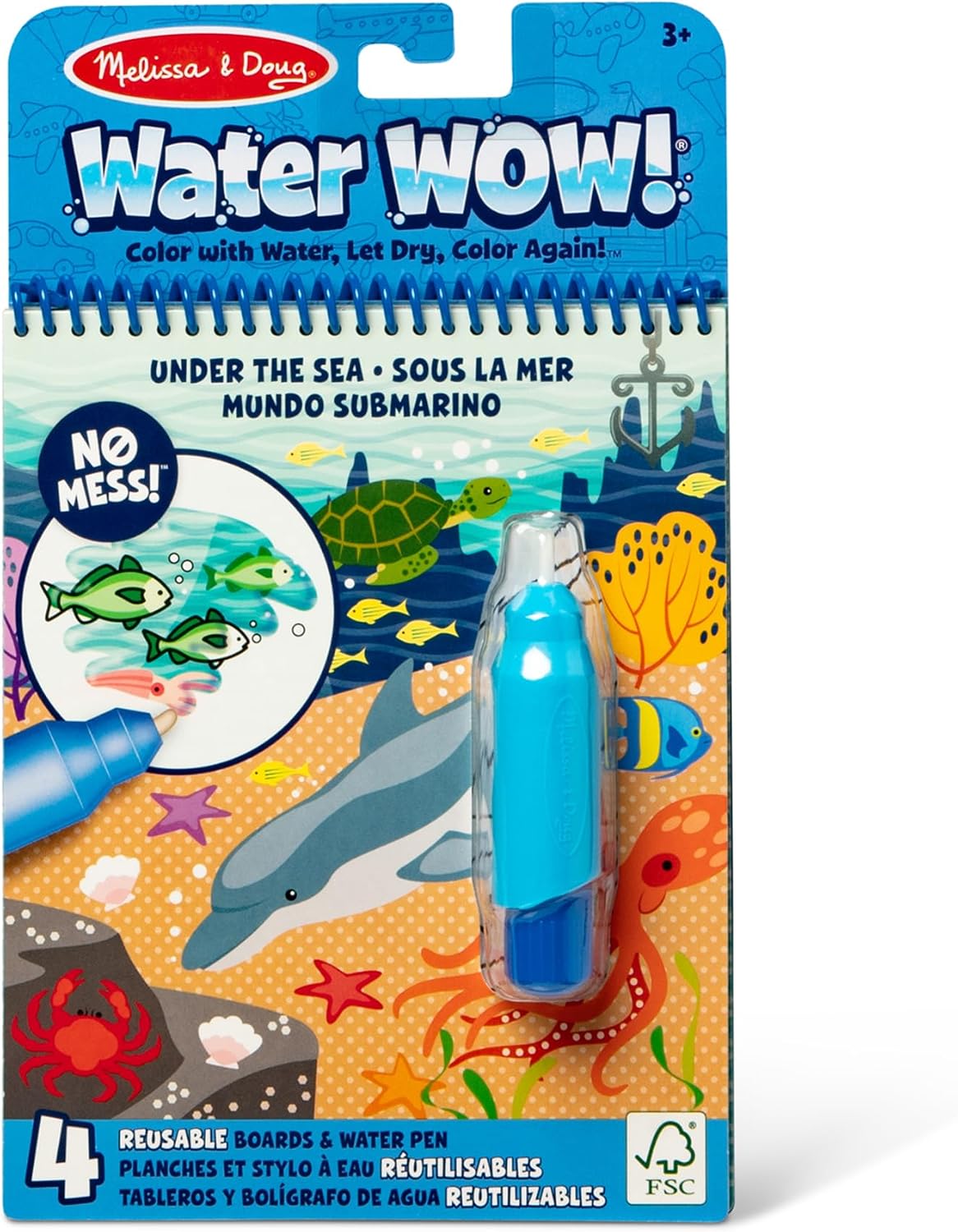Melissa & Doug Water Wow! Mess-Free Coloring Book - Reusable Water-Reveal Activity Pad for Toddlers & Kids Ages 3+ | Animal Theme