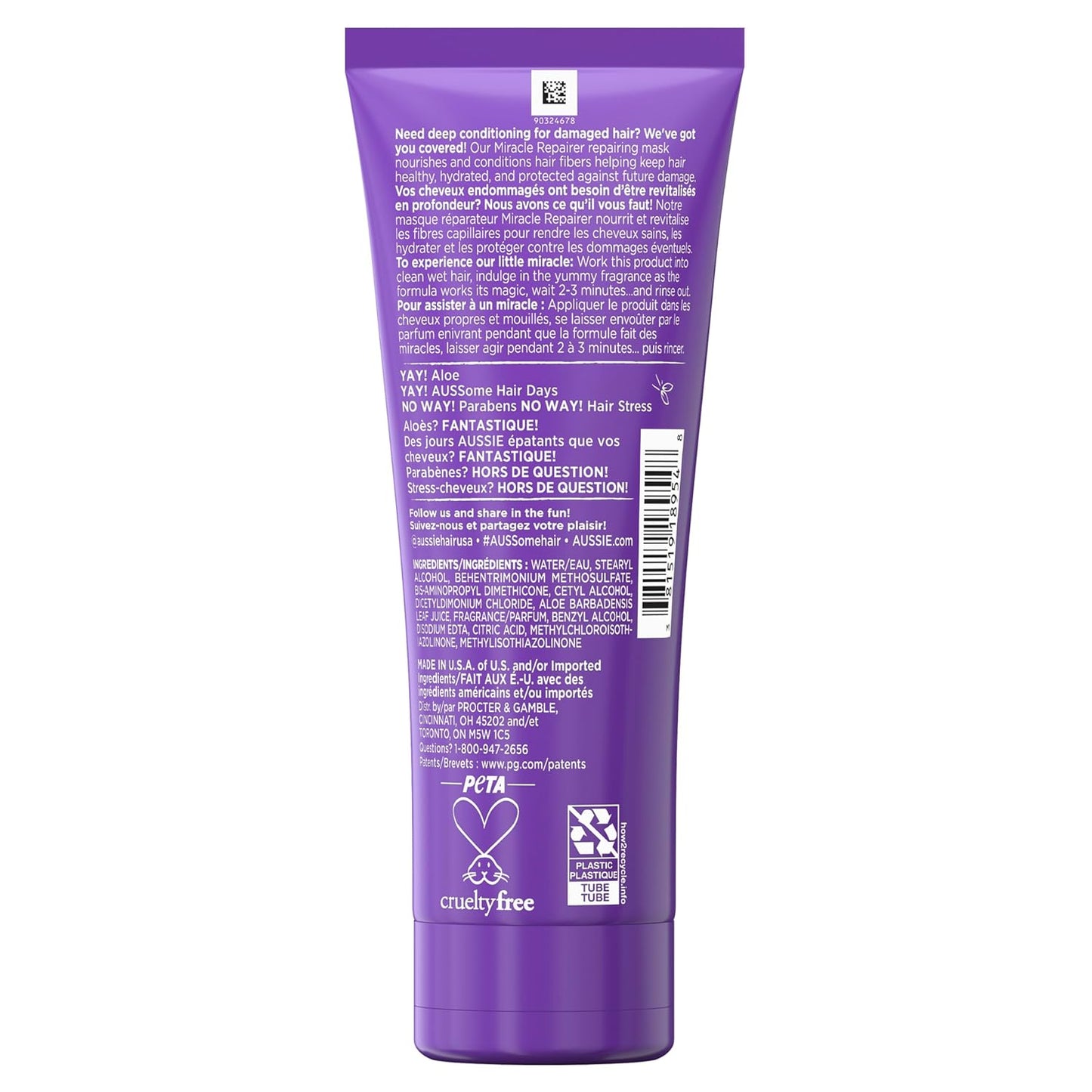 Aussie Miracle Repairer Hair Mask - Deep Conditioning Treatment for Damaged Hair | 8.8 oz