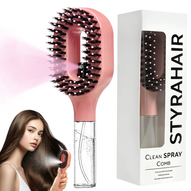 2-in-1 Hair Brush with Water Spray - Wet & Dry Detangler for Wavy & Straight Hair | 50ml Reservoir, Anti-Frizz