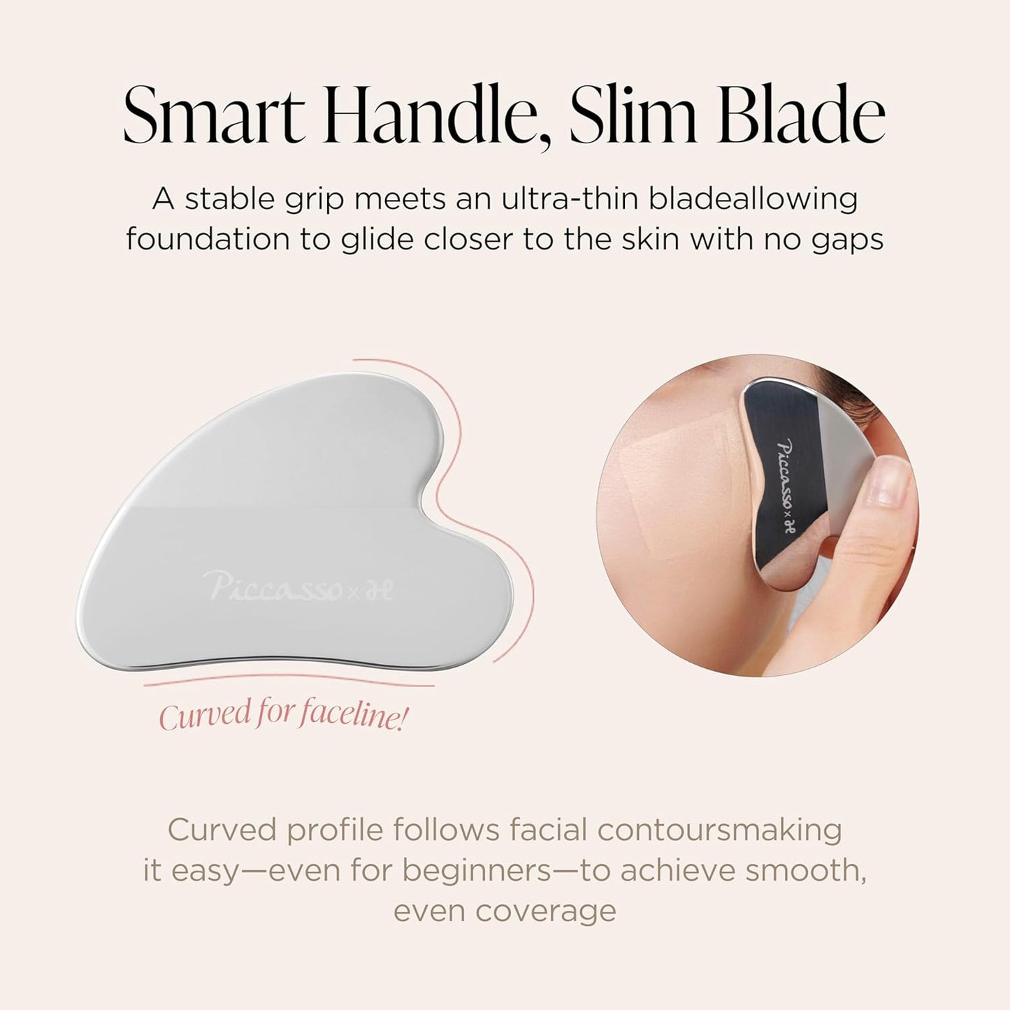 Curved Makeup Spatula - Stainless Steel Foundation Tool for Smooth Application | Includes Synthetic Leather Case