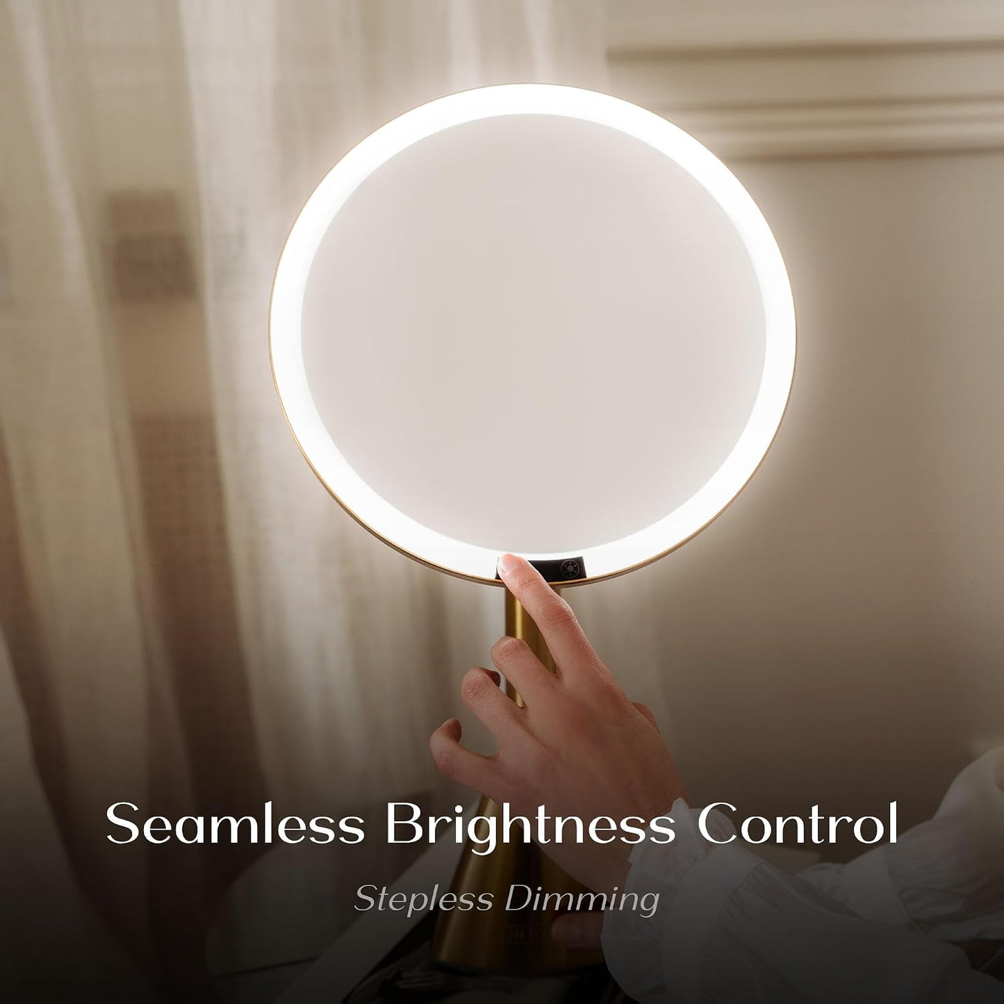 Lighted Makeup Mirror with 5X Magnification - Rechargeable LED Vanity Mirror, Adjustable Lighting (3200K–6500K), 1000 Lux Brightness, Gold