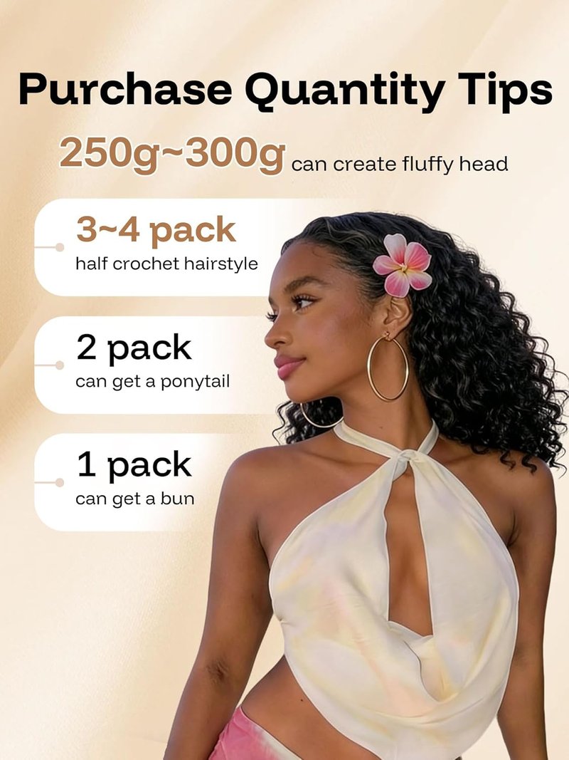 Feather Crochet Human Hair Bundles - 16 Inch Deep Wave Curly Extensions | Pre-Separated Natural Black, 50g