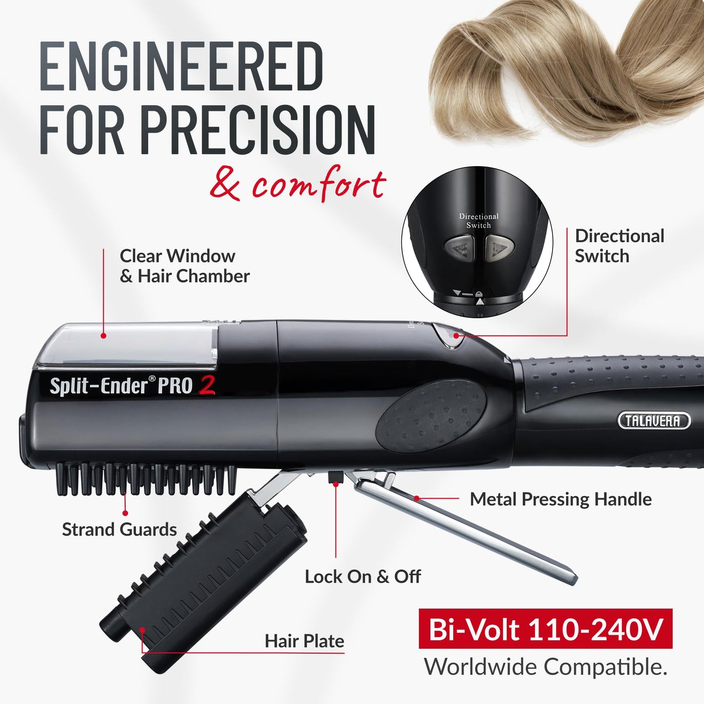 Split-Ender PRO - Original Professional Beauty Tool - Cordless Split End Hair Trimmer for Damaged, Dry, Brittle, Frizzy, Curly or Straight Hair
