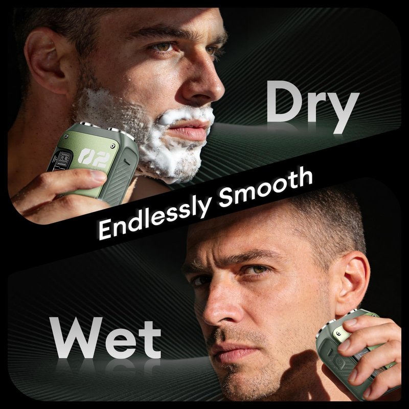 PAXA Mini Electric Shaver for Men,9000Rpm Electric Razor for Men,Magnetic Dual-Head Rotary Pocket Shaver IPX7 Waterproof Wet & Dry for Shaving Face,USB-C Rechargeable for Home,Car,Travel(Green)