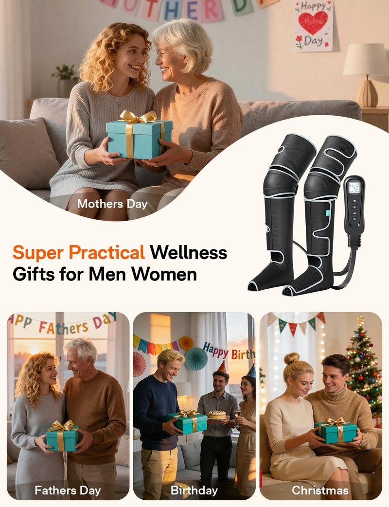 Leg Massager for Circulation & Pain Relief - Heat & Compression | 5 Modes, 4 Intensities, 2 Heat Settings