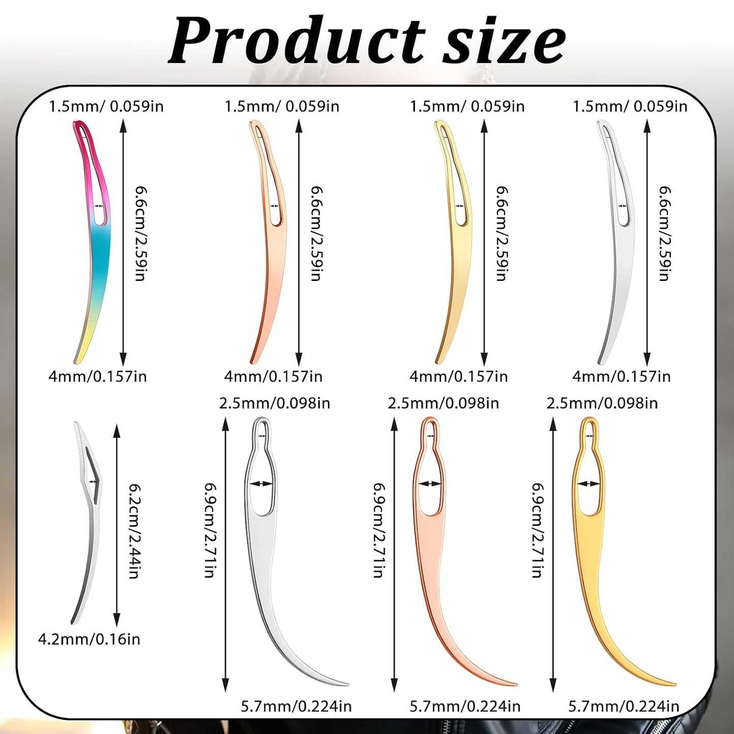 Interlocking Tool for Locs - 8Pcs Bent-Hook Dreadlock Needles | Hair Locking Tools in 4 Colors