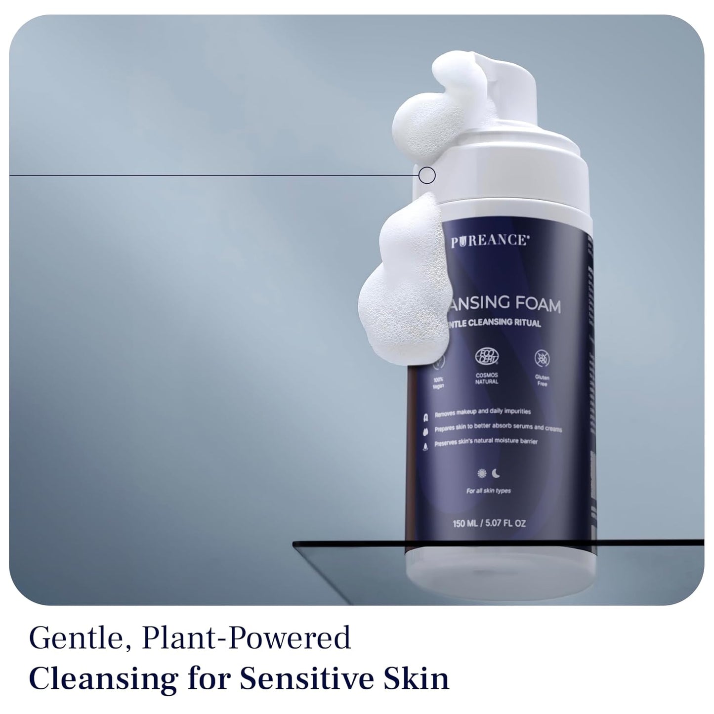 Cleansing Foam - Gentle Face Wash for Sensitive Skin | Calendula, Chamomile & Lactic Acid - 5.07 Fl Oz