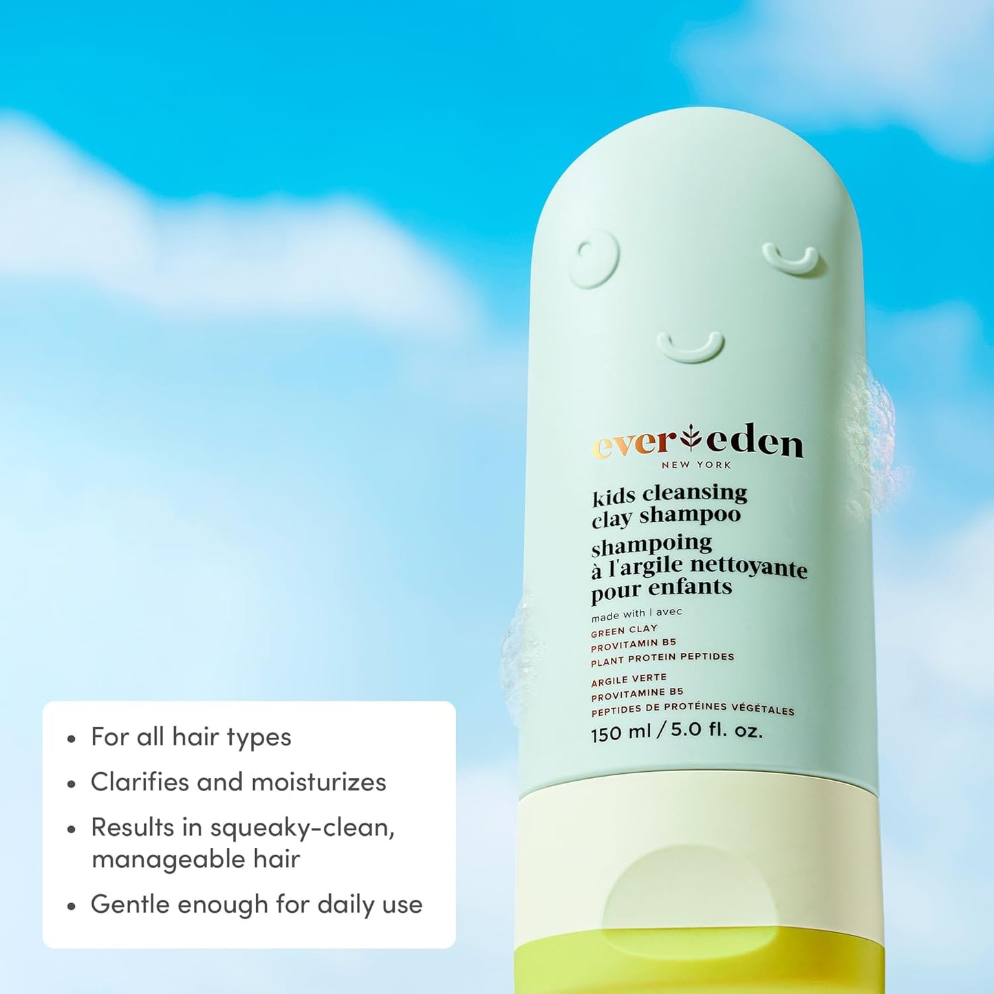 Kids After-Swim & Sports Shampoo - Cleansing Clay Detoxifies Hair & Scalp | Vegan, Dermatologist-Tested, All Hair Types, Ages 3+
