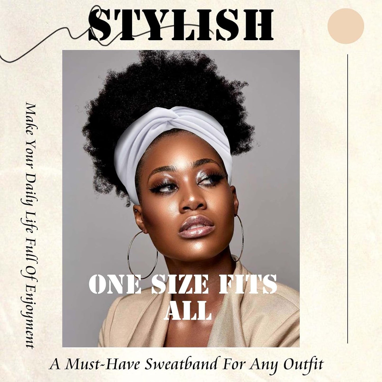 Bandana Headbands for Women - Large Turban Wraps | Knotted Criss Cross Design, Perfect for Workouts