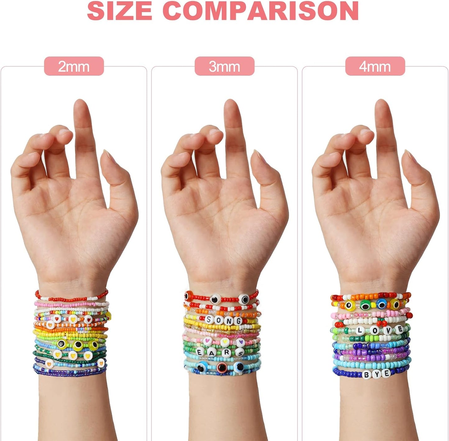 4mm Glass Seed Beads for Jewelry Making - DIY Bracelet Kit with Letter Beads & Elastic String | Perfect for Friendship & Waist Beads