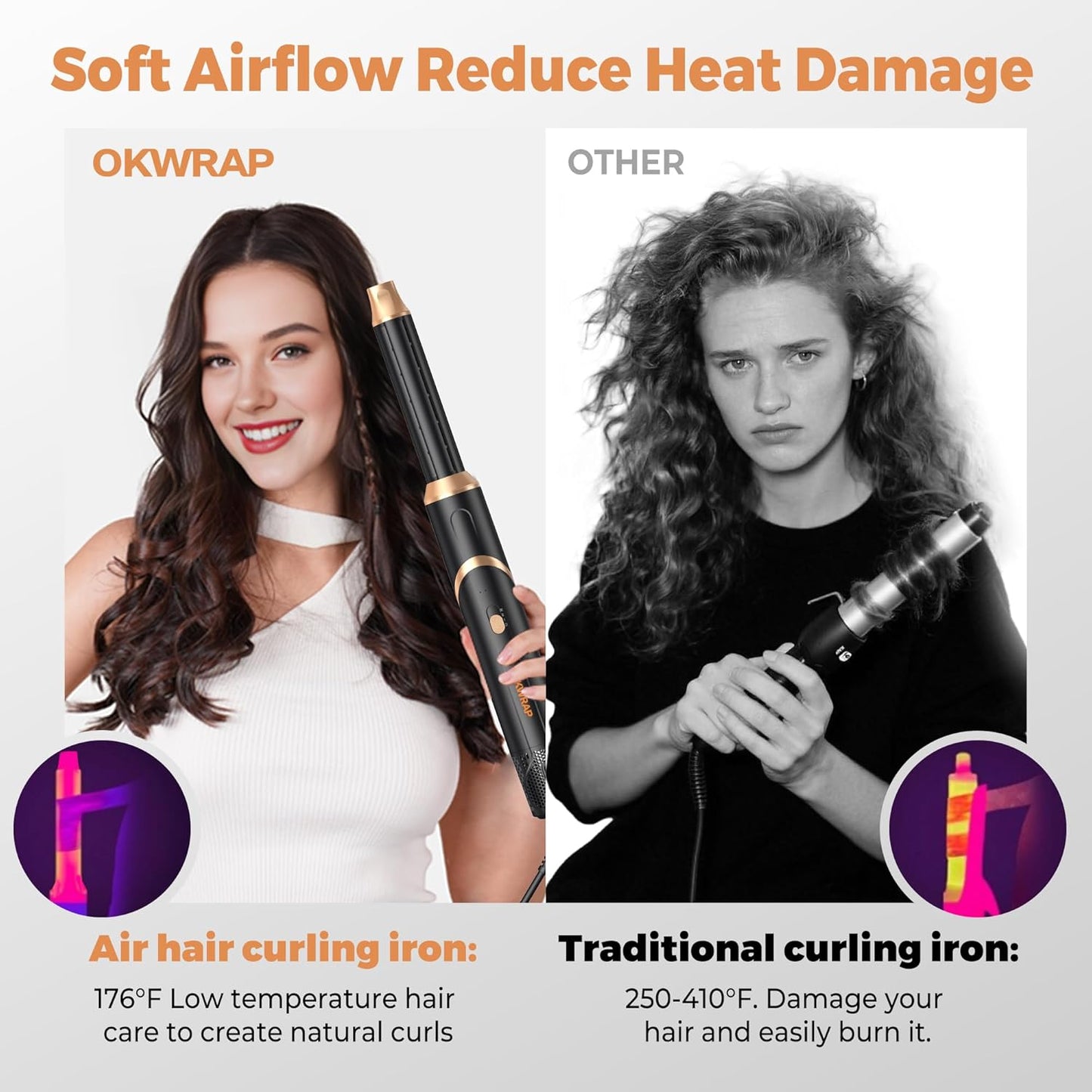 Blow Dryer Brush 6-in-1 | Foldable Hot Air Brush for Volumizing, Curling & Straightening - Detachable Design
