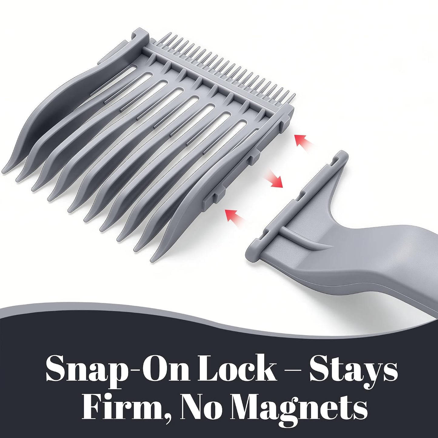 Detachable Fade Comb Set - 4-in-1 Interchangeable Barber Tools for Taper & Blend | Compatible with All Hair Clippers (Grey)