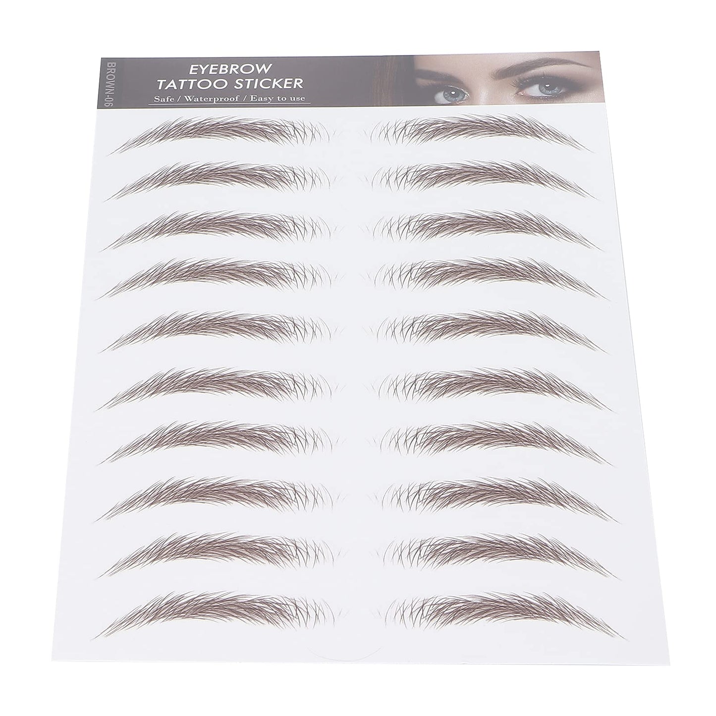 6D Eyebrow Sticker Professional Eyebrow Transfer Sticker Eyebrow Makeup Tool for Women and Girls (Brown)(BROWN-06)
