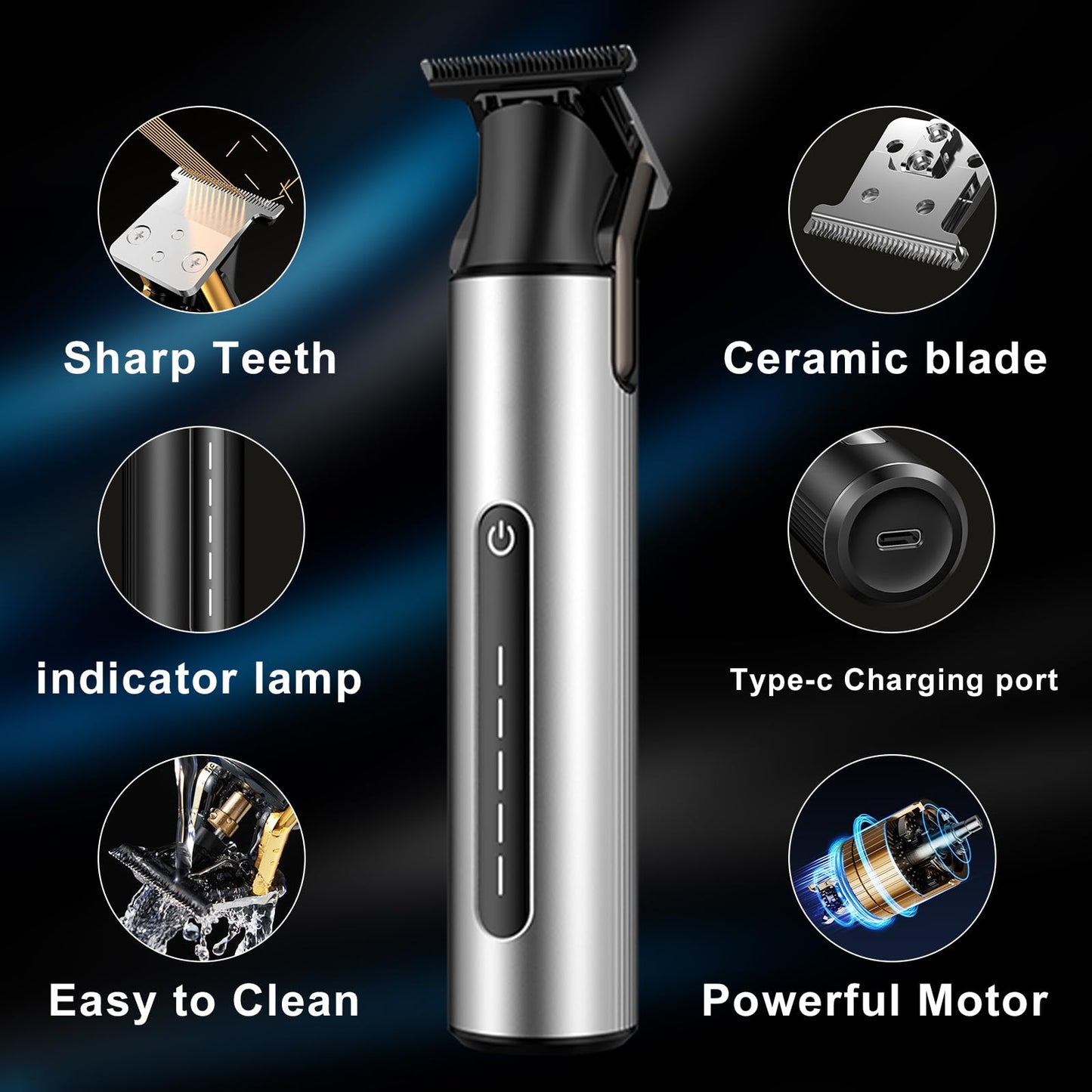 KOMINGDON Beard Trimmer for Men,Professional Electric Hair Clippers,Cordless Barber Hair Cutting,USB Rechargeable T Liners Shavers Edgers Haircut Trimmers,4 Guide Combs,Men's Gifts