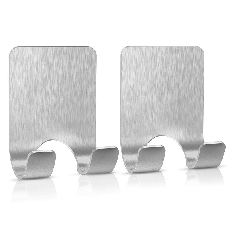 VIS'V Shower Wall Razor Holder, Metal Adhesive Razor Hooks for His and Hers, Waterproof, Silver, 2 Pcs