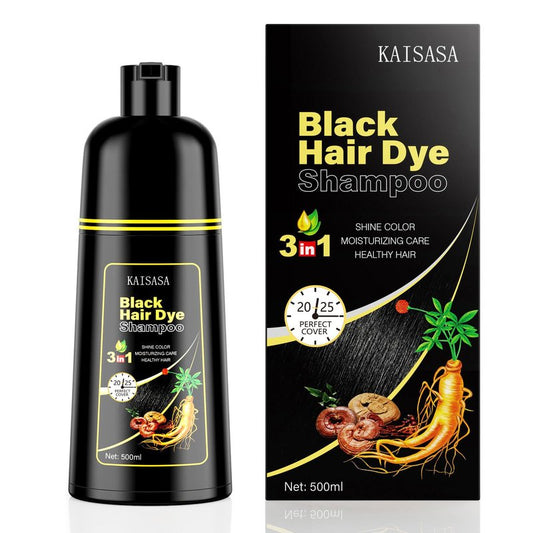 KAISASA Black Hair Dye Shampoo 3 in 1, Hair Color Shampoo for Women and Men, Hair Dye to Cover Gray Hair, Dye Shampoos for Grey Hair Coverage 500ml (Black)