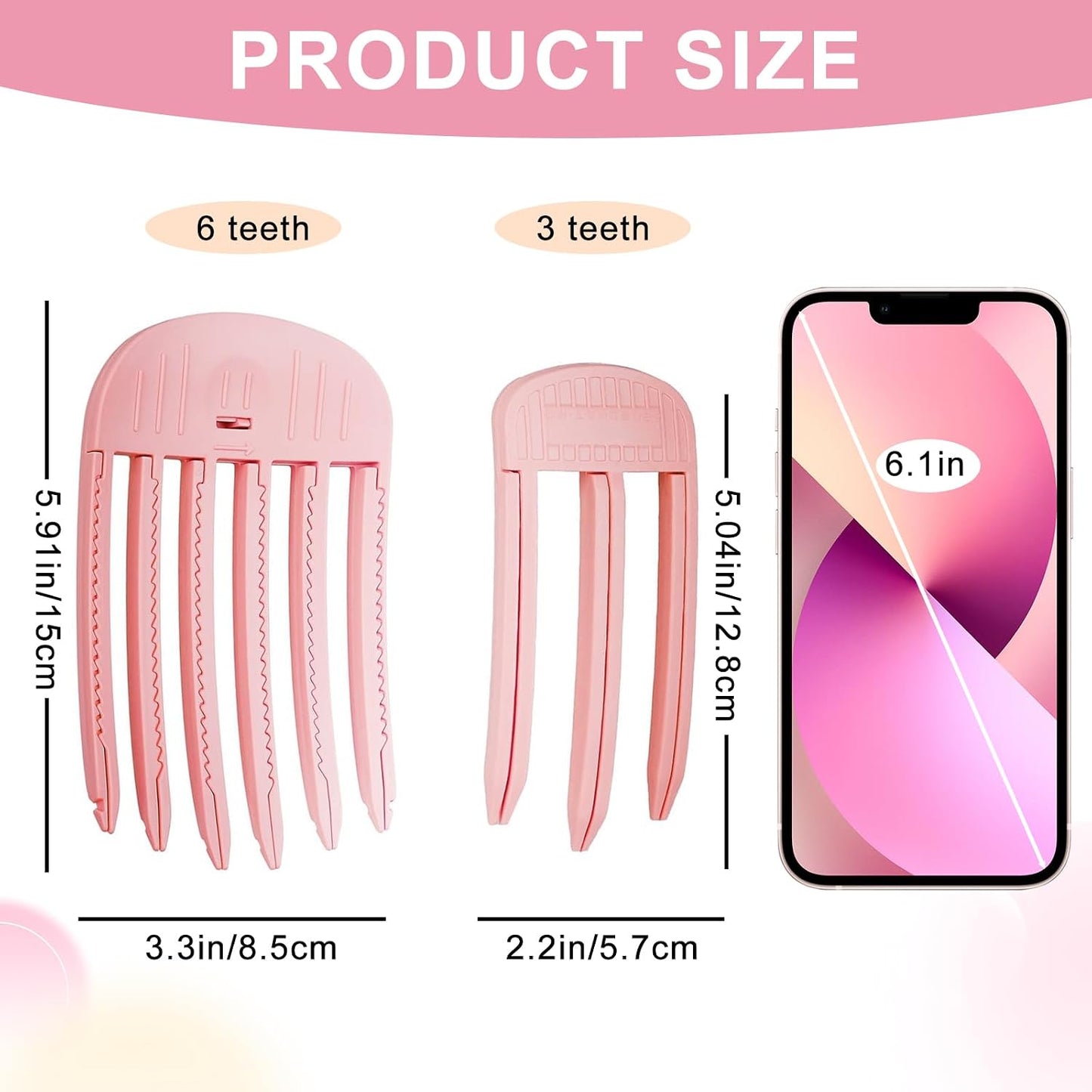 Volumizing Hair Clips for Women - No Crease Root Lifting Tool for Natural Puffy Styles | 2 Pcs, Pink
