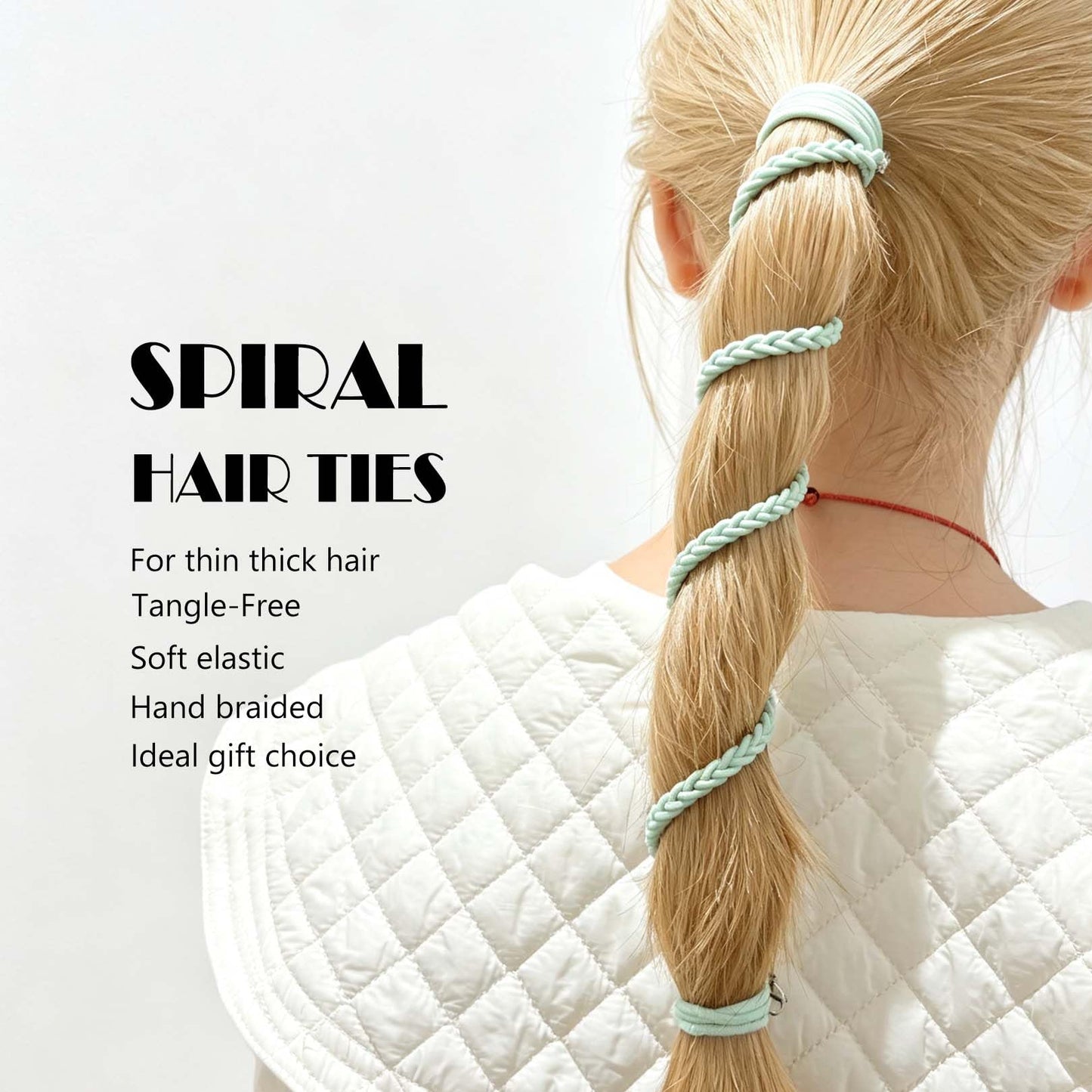 Hair Ties for Sports, Elastic Hair tie 16 inch Longhairs Ponytail Holders, Colorful Braided Pony Tail Wrap for Wind and Water 3 Packs C